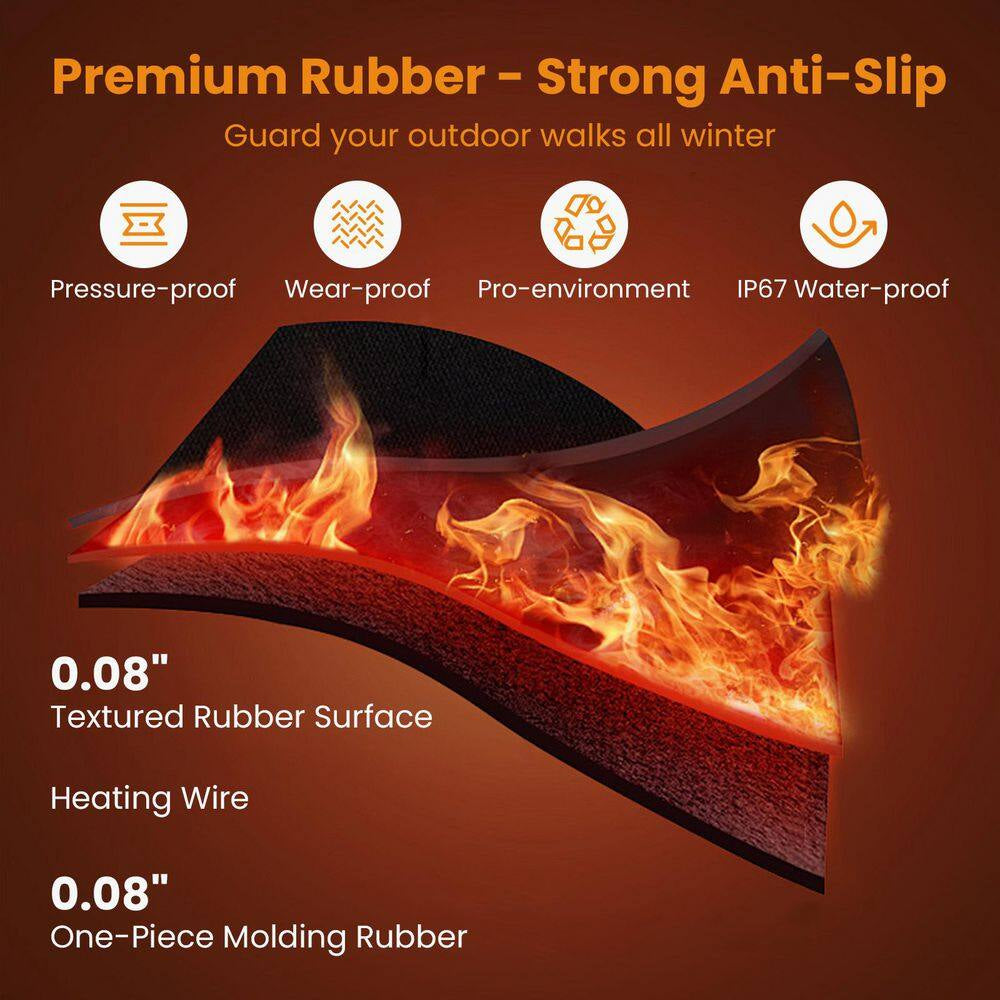 Heated Snow Melting Mat 40 In. X 60 In. Entrance Snow Melt Mat/10 In. Power Cord Snow Melting Heat Mat for Snow Removal