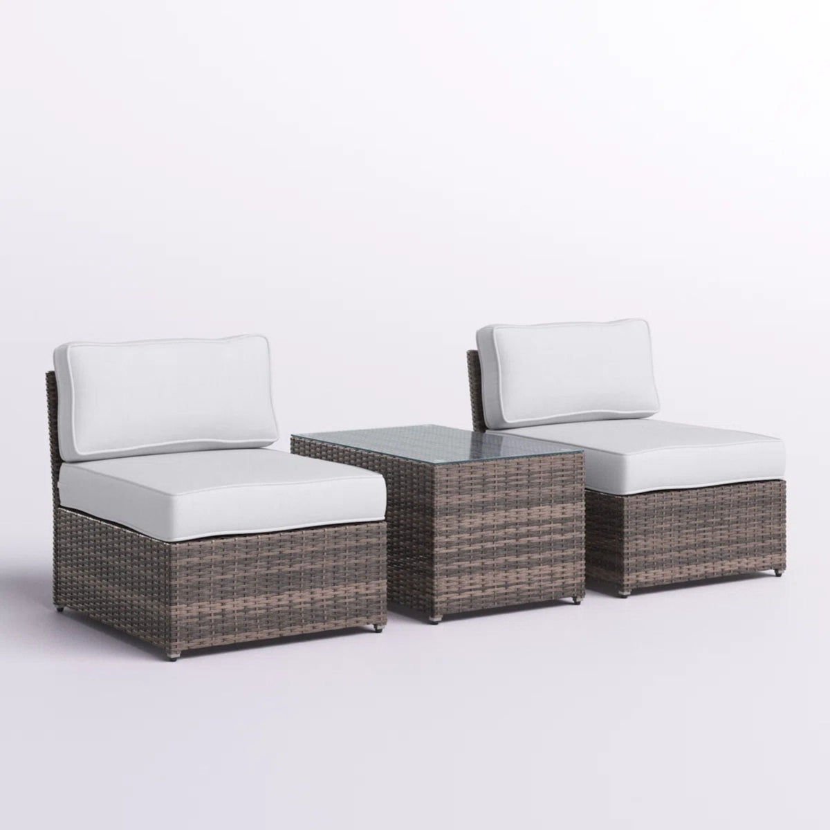 Modern Wicker Outdoor Seating Set with Cushions – Aluminum Frame & HDPE Wicker 3-Piece