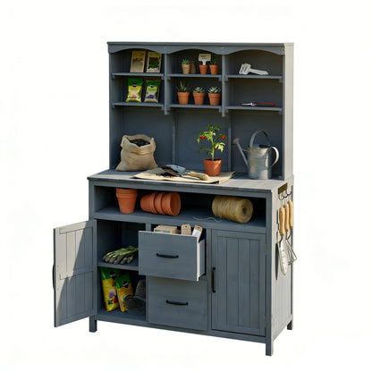 TOPMAX 45" Outdoor Fir Wood Potting Bench with Storage – Garden Workstation & Patio Kitchen Island