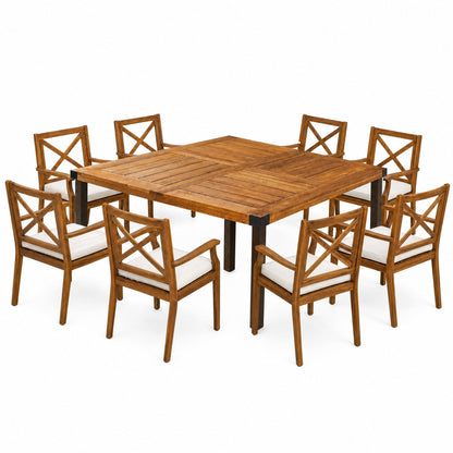 9-Piece Acacia Wood Outdoor Patio Dining Set