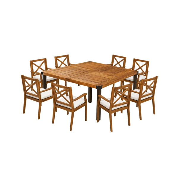 9-Piece Acacia Wood Outdoor Patio Dining Set