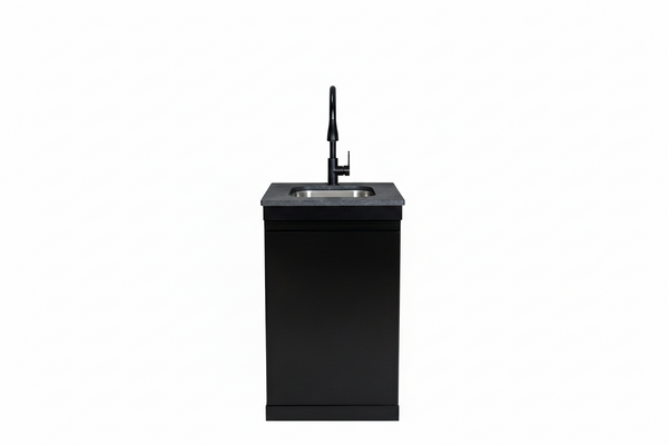 Stainless Steel Double‑Door Outdoor Sink Cabinet with Tap