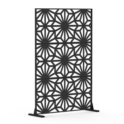 4.03 Ft. X 5.9 Ft.Outdoor and Indoor Freestanding Steel Squared Flat Privacy Screen, Fence Panels in Black