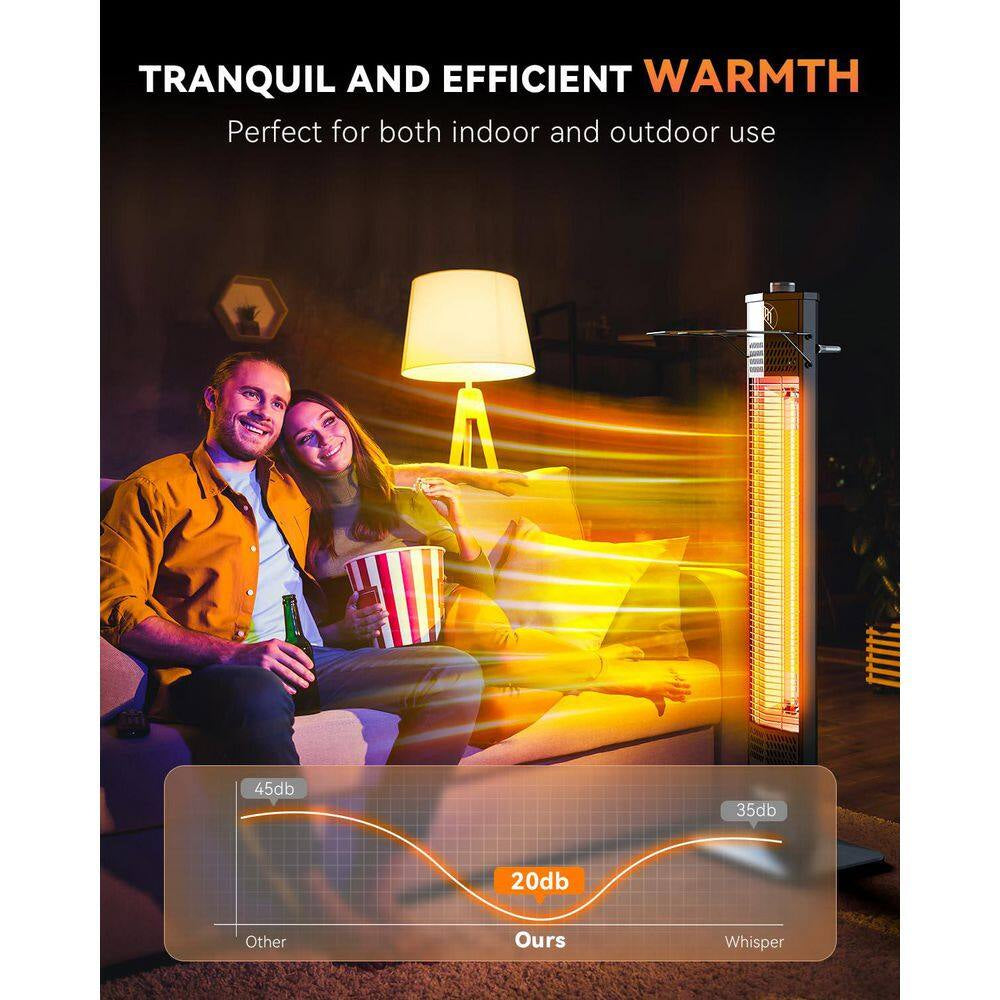 1500W Outdoor Infrared Patio Heater, 36In Portable Tower W 3 Heat Levels, IPX5 Waterproof, Tip-Over&Overheat Protection