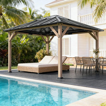 Hardtop Gazebo with Fir Wood Frame