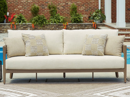 Serene Bay -Outdoor Sofa With Cushion - Dark Brown / White
