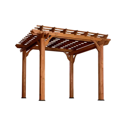 10 Ft. X 10 Ft. Traditional All Cedar Wood Outdoor Patio Pergola Shade Structure
