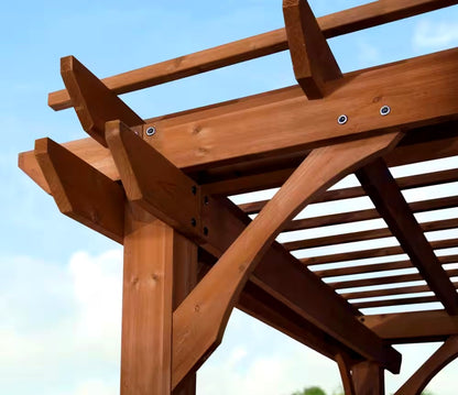 10 Ft. X 10 Ft. Traditional All Cedar Wood Outdoor Patio Pergola Shade Structure