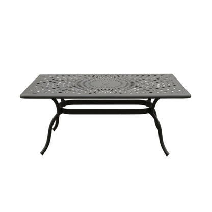 67" Black Aluminum Outdoor Dining Table – Modern Mesh Rectangle Table with UV‑Resistant Powder‑Coated Finish
