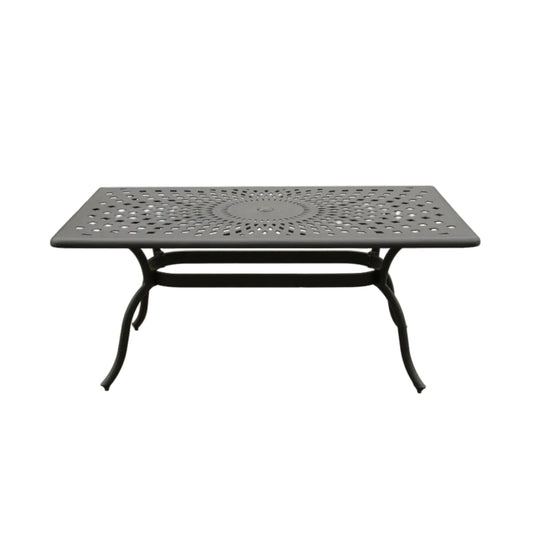 67" Black Aluminum Rectangular Patio Dining Table – UV-Resistant Mesh Design
