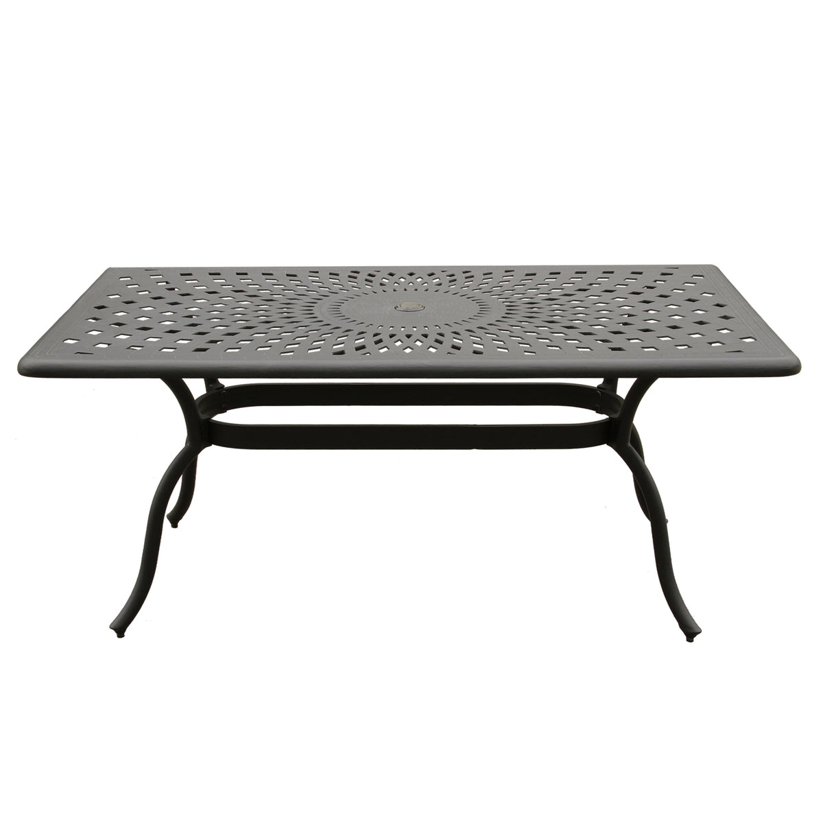 67" Aluminum Outdoor Dining Set – Black UV-Resistant Rectangular Table & Six Chairs