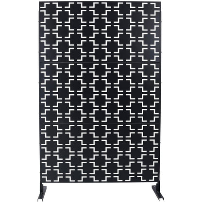 4 Ft. X 6.33 Ft. Black Outdoor and Indoor Freestanding Metal Privacy Screen Fence Panels for Lawn Garden (Not Composite)
