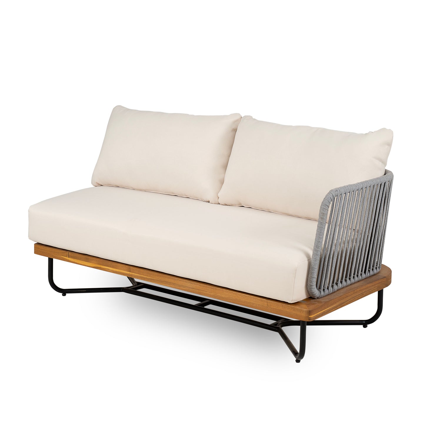 Lucca Outdoor Acacia Wood Rope Woven Sofa Sectional Set
