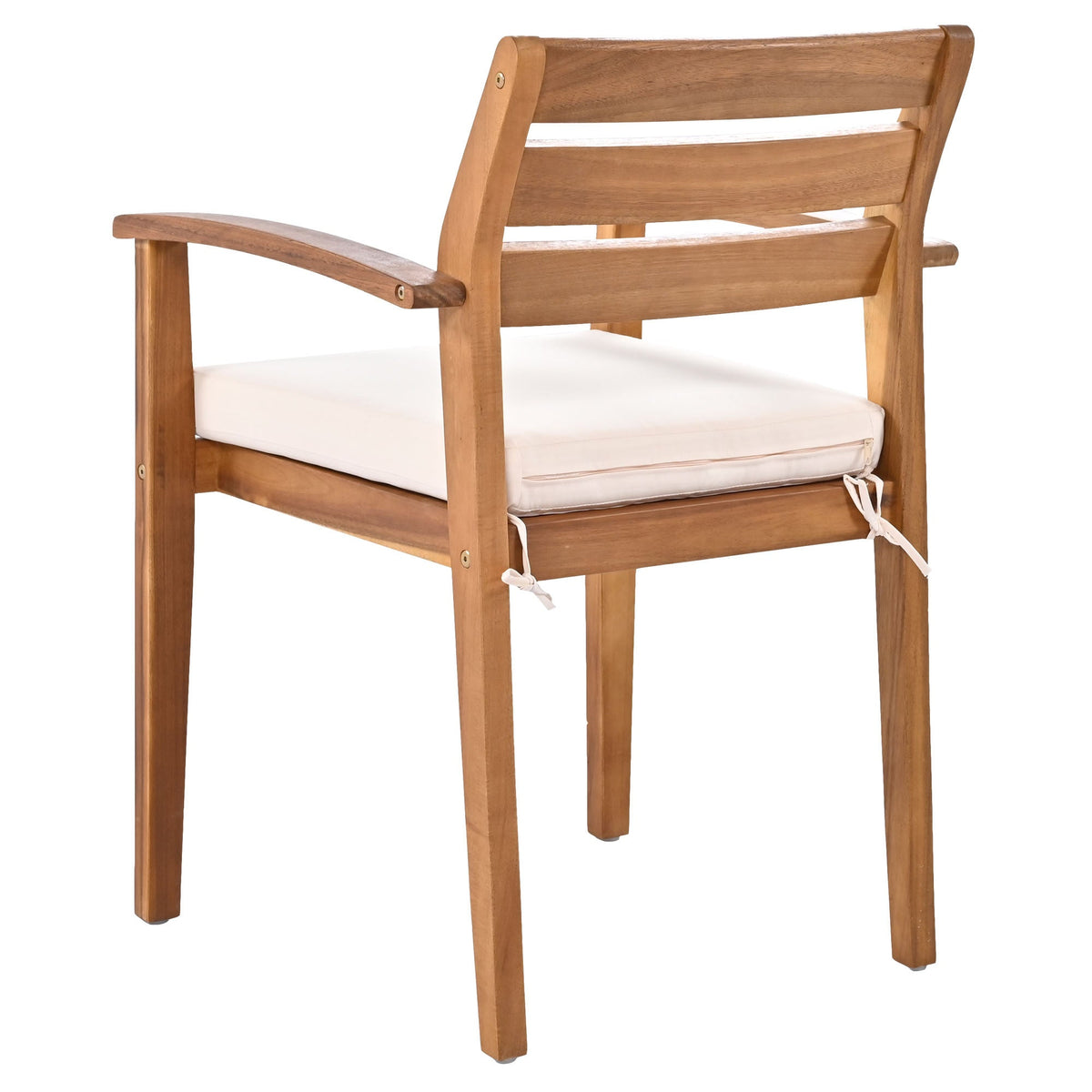 Outdoor Dining Set for 7–8 — Acacia Wood, Beige Cushions & Ergonomic Chairs