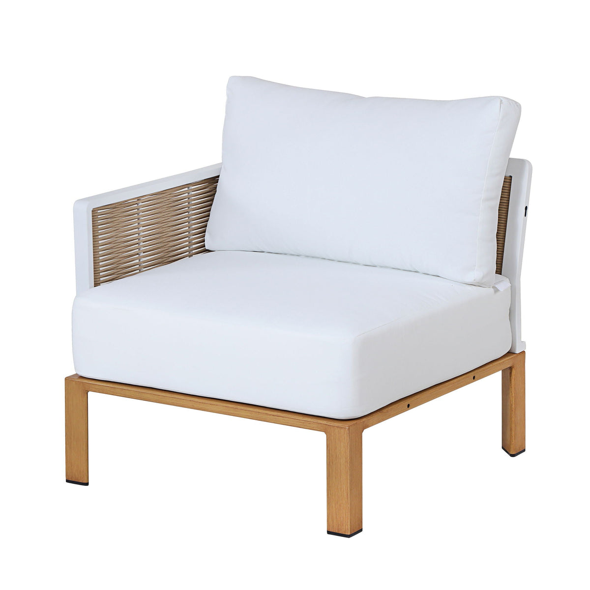 Vine 4‑Piece Outdoor Conversation Set with Convertible Sectionals & Marble‑Design Table – White