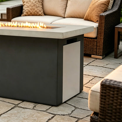 Outdoor 60-Inch Rectangular Dark Grey Concrete Fire Pit Table