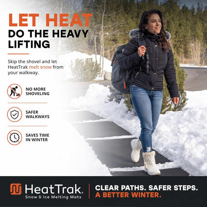 Heated Snow Melting Mat with Power Unit - Heated Outdoor Mats for Walkways - Electric Snow Melting Mats for Decks and Sidewalks - No-Slip Snow and Ice Melt Heated Sidewalk Mat (20” X 60")