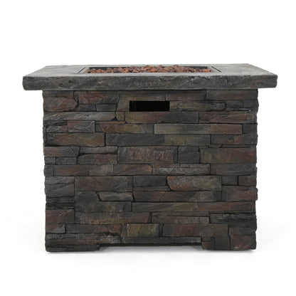 33" Square Stone Gray Fire Pit – 40,000 BTU