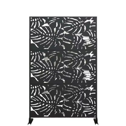 72 In.H X 47 In.W Galvanized Metal Wall Sculptures Privacy Screens Garden Outdoor Fence Summer in Black