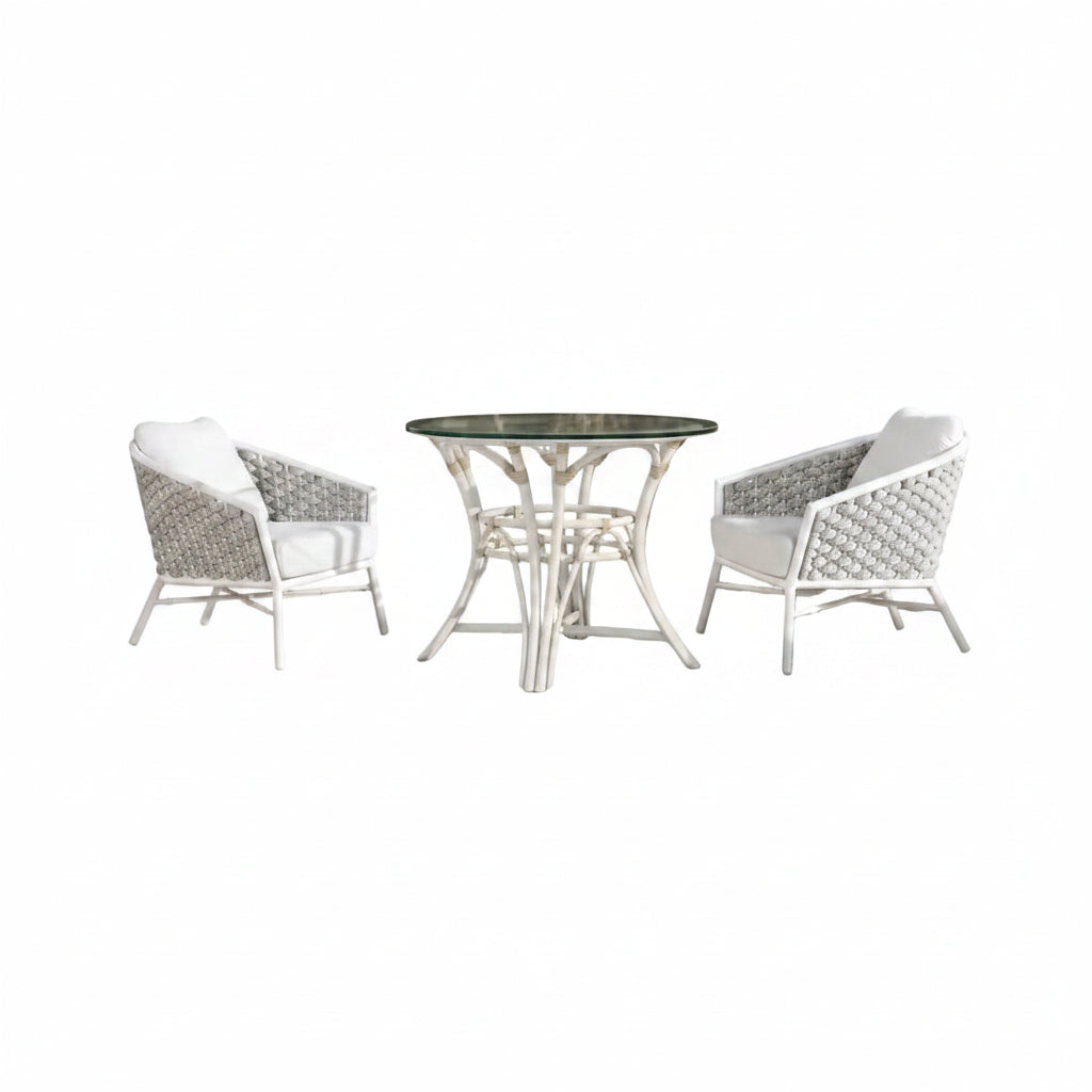 Rowan - Rope Barrel Back Patio Accent Arm Chair (Set of 2) - Optic White
