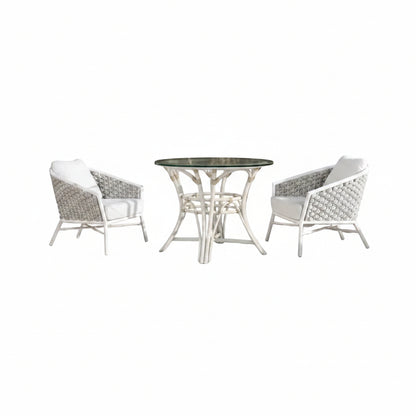 Rowan - Rope Barrel Back Patio Accent Arm Chair (Set of 2) - Optic White
