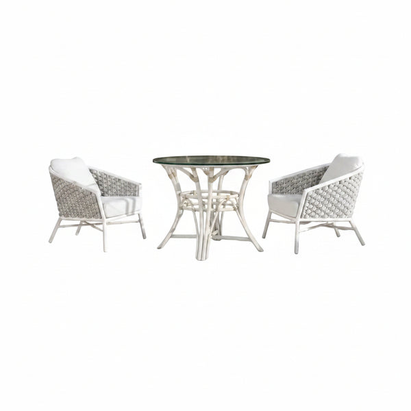 Rowan - Rope Barrel Back Patio Accent Arm Chair (Set of 2) - Optic White