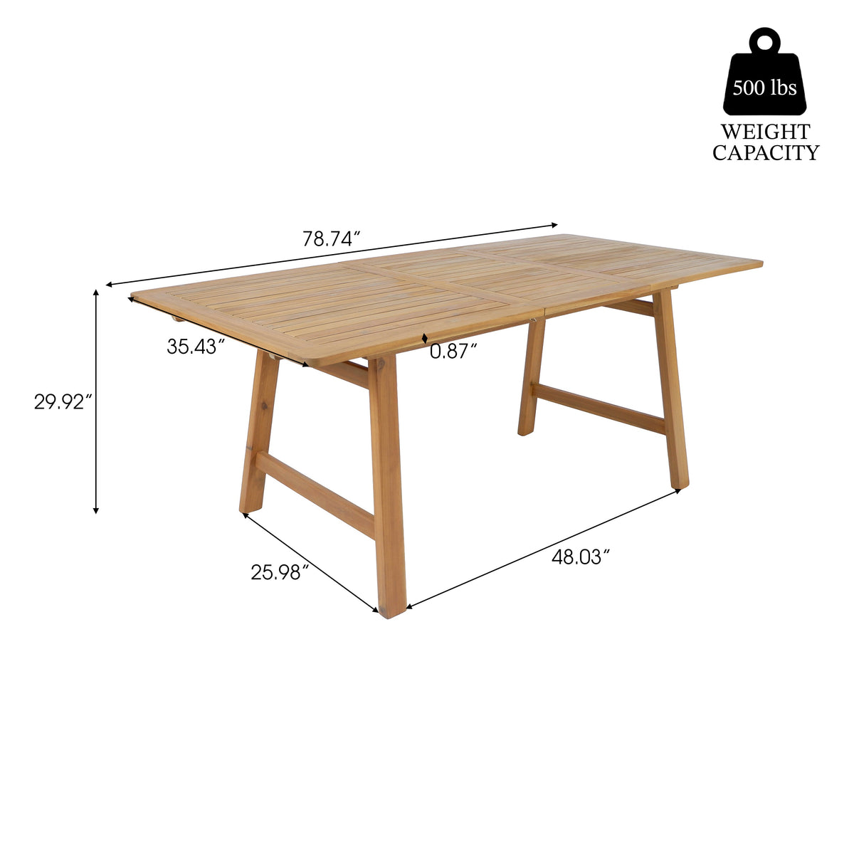 Extendable Acacia Wood Outdoor Dining Set with Wicker Chairs 7-Piece