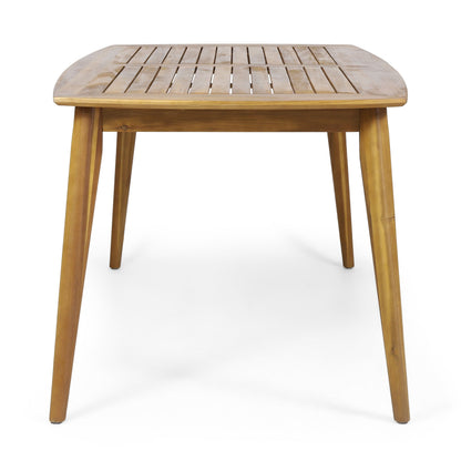 Acacia Wood Outdoor Dining Set (7‑Piece) — Teak‑Finish Table & Handwoven Wicker Chairs