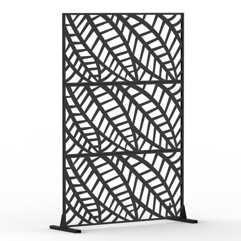 Anky 70.75 In. Steel Garden Fence, Metal Privacy Screens and Panels with Free Standing, Leaf-Shaped