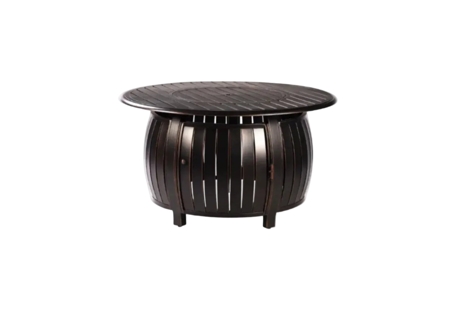 Aluminum 57,0000 BTU 44 In. round Propane Black Fire Pit Table with Fire Beads, Lid, Propane Tank Cover and Table Fabric Covers in Copper Finish