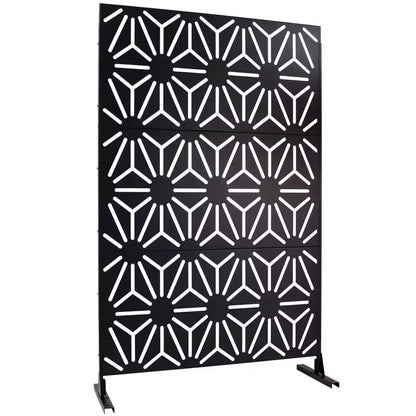 4 Ft. X 6.33 Ft. Black Outdoor and Indoor Freestanding Metal Privacy Screen Fence Panels for outside Lawn Garden