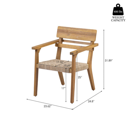 Extendable Acacia Wood Outdoor Dining Set with Wicker Chairs 7-Piece