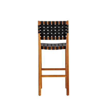 Acacia Wood Bar‑Height Patio Dining Set — 5‑Piece Square Table & Woven Bar Chairs