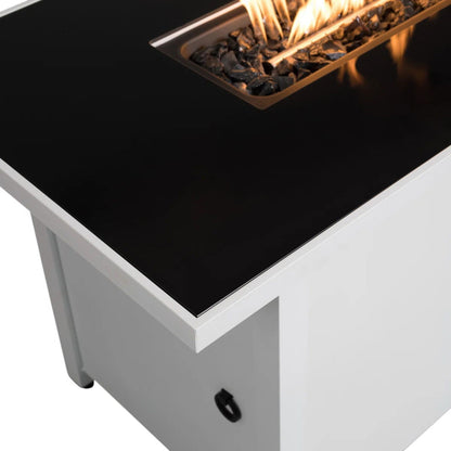 43" Rectangular Outdoor Fire Pit Table – White, 50,000 BTU Adjustable Flame
