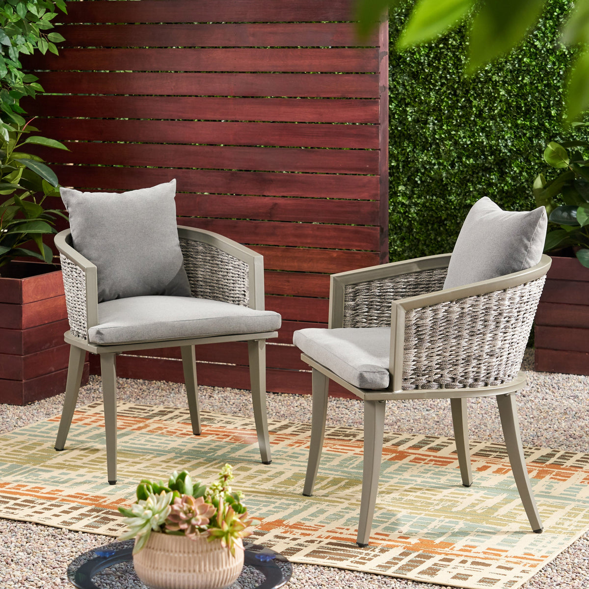 Pebble Chair Set with Waterproof Fabric - Grey