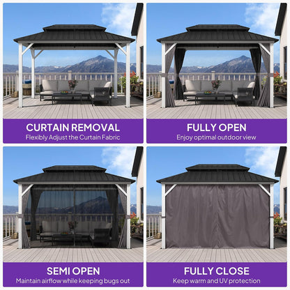 Hardtop Gazebo 8' X 12' Galvanized Steel Roof White Frame
