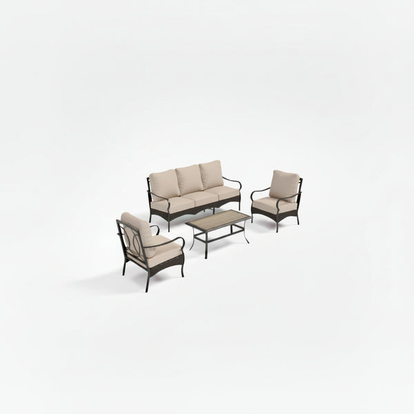 Outdoor Modern Patio Furniture Set, Upgraded Wicker & Metal Patio Furniture Conversation Set