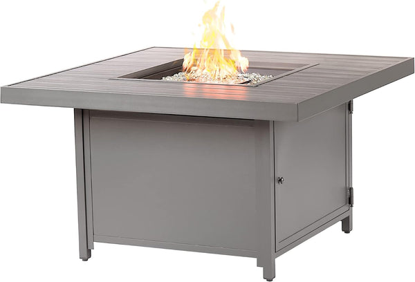 Square 42 In. X 42 In. Aluminum Propane Fire Pit Table - Gray Finish