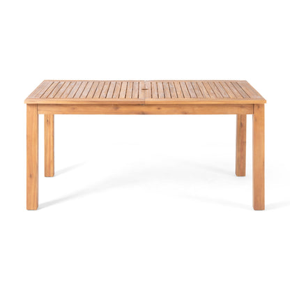 Teak‑Finish Acacia Dining Set with Rope‑Woven Armchairs (7‑Piece)
