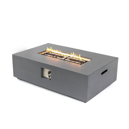 Volon 48" × 30" Rectangular Fiber‑Concrete Fire Pit Table – Light Gray - 50,000 BTU