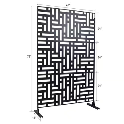 4 Ft. X 6.33 Ft. Black Outdoor and Indoor Freestanding Metal Privacy Screen Fence Panels outside Garden(Not Composite)
