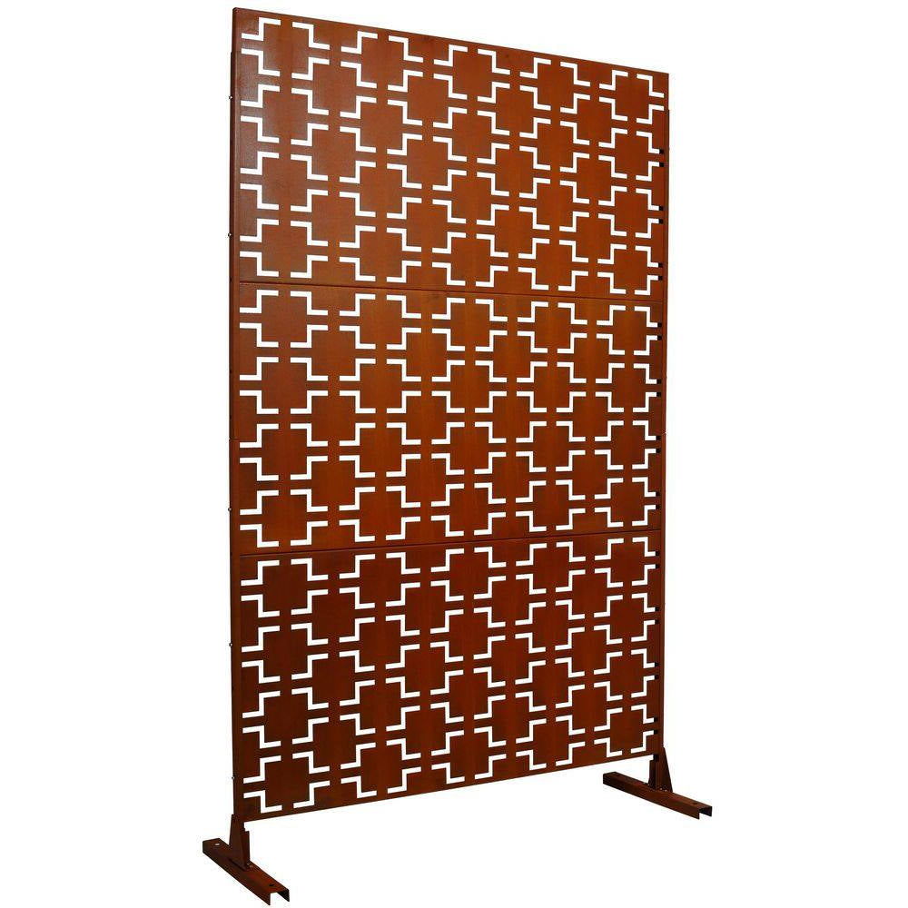 4 Ft. X 6.33 Ft. Rust Red Outdoor Indoor Freestanding Metal Privacy Screen Fence Panels for Lawn Garden (Not Composite)