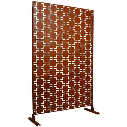 4 Ft. X 6.33 Ft. Rust Red Outdoor Indoor Freestanding Metal Privacy Screen Fence Panels for Lawn Garden (Not Composite)
