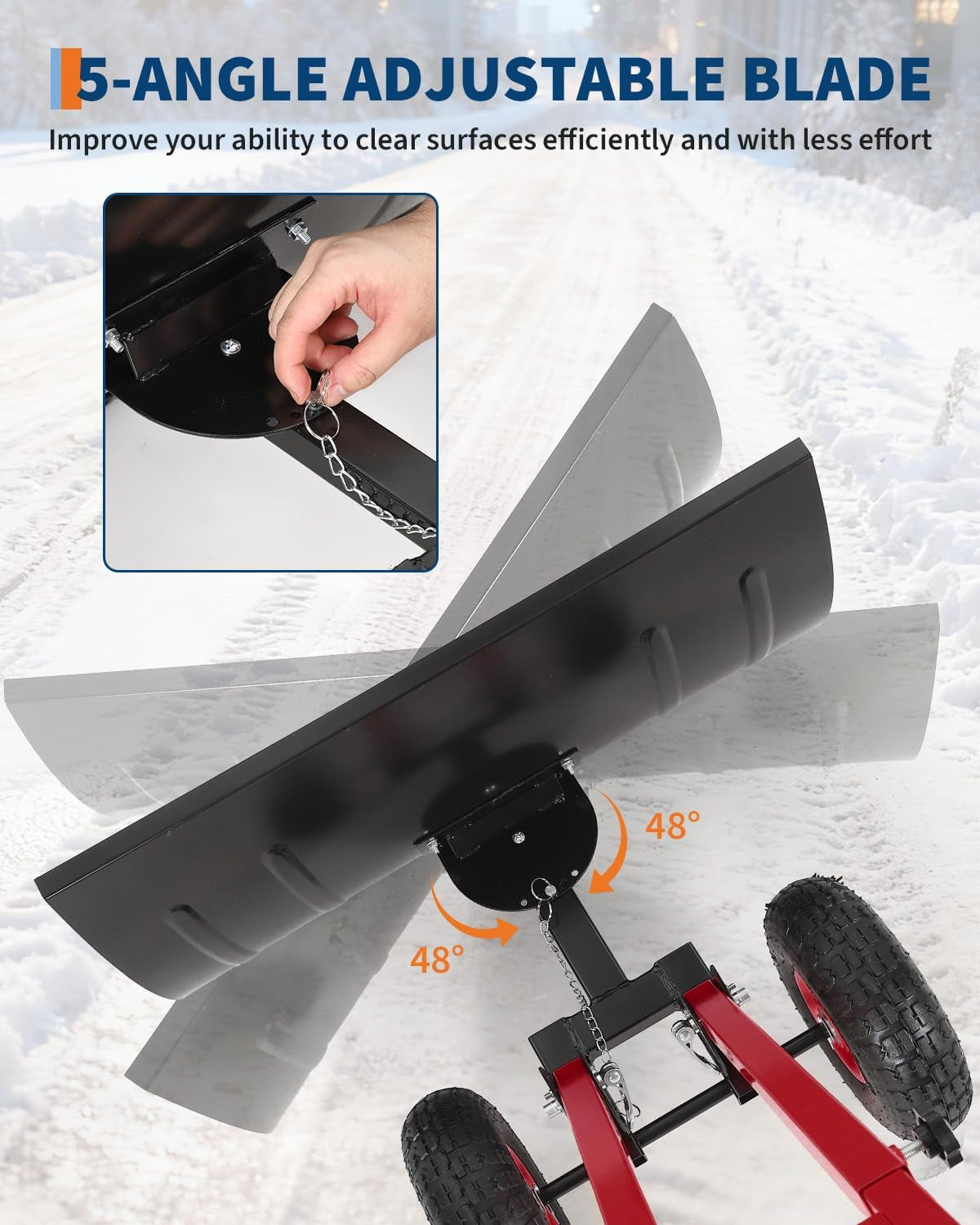 29X16.5 in Snow Shovel with 7-Position Angled Blade