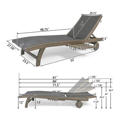 Outdoor Acacia Wood Wicker Chaise Lounge – Pull‑Out Tray, Weather‑Resistant Patio Design