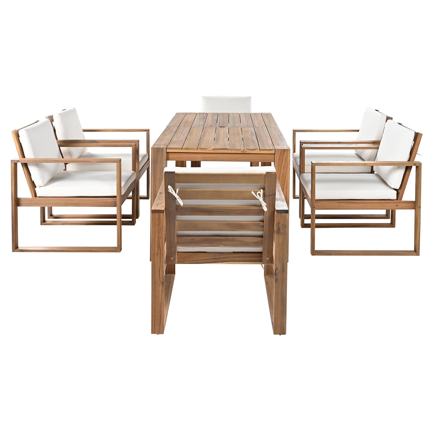 TREXM Patio Table and Chairs Set, 7-Piece Outdoor Dining Set for 6