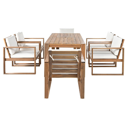 TREXM Patio Table and Chairs Set, 7-Piece Outdoor Dining Set for 6
