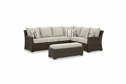Brook Ranch - Sofa Sectional, Bench With Cushion (Set of 3) - Brown