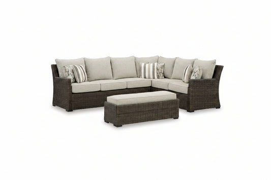 Brook Ranch - Sofa Sectional, Bench With Cushion (Set of 3) - Brown