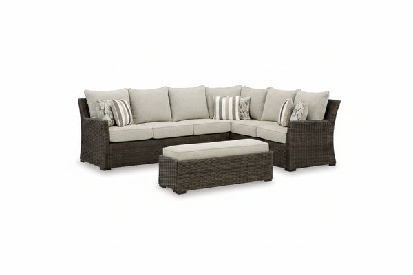Brook Ranch - Sofa Sectional, Bench With Cushion (Set of 3) - Brown